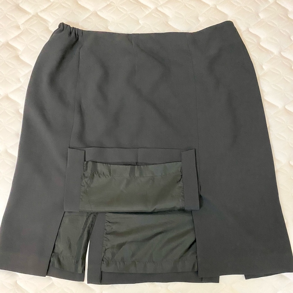 Jones New York Women’s 14W Petite Gray Slate Skirt Front and Back Slits